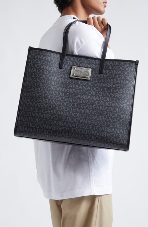 Dolce & Gabbana Dolce&gabbana Logo Jacquard Tote In 8b969 Nero/grigio