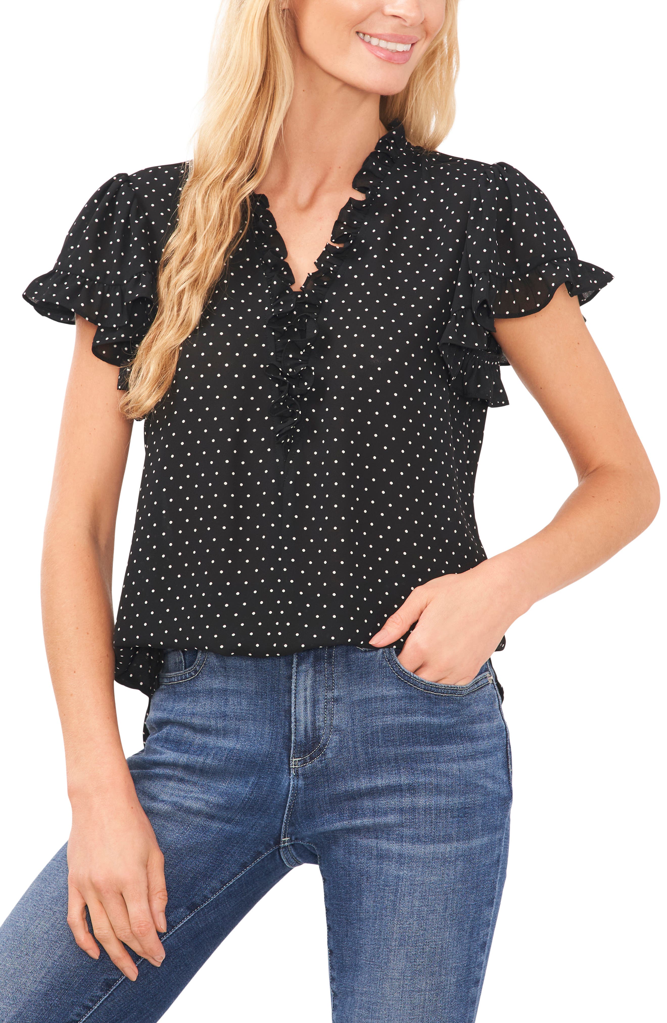 Cece fashion polka dot blouse