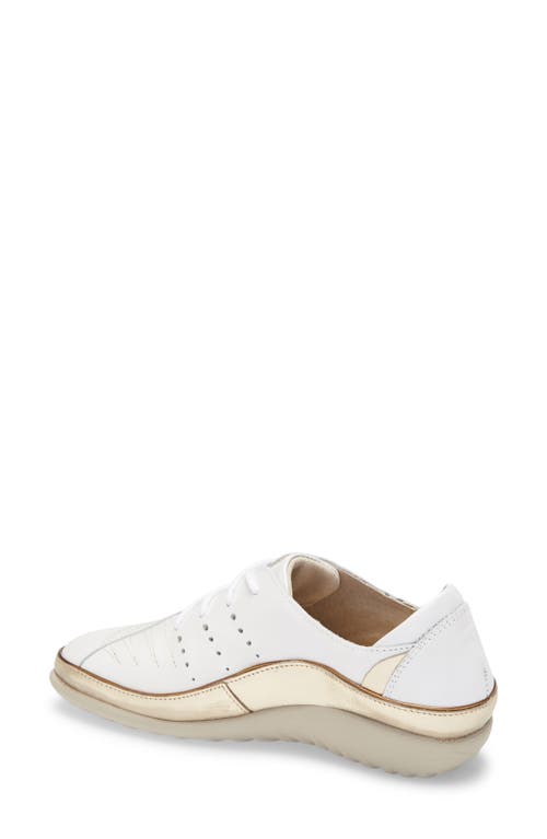 Shop Naot 'kumara' Flat In White Pearl/gold Leather