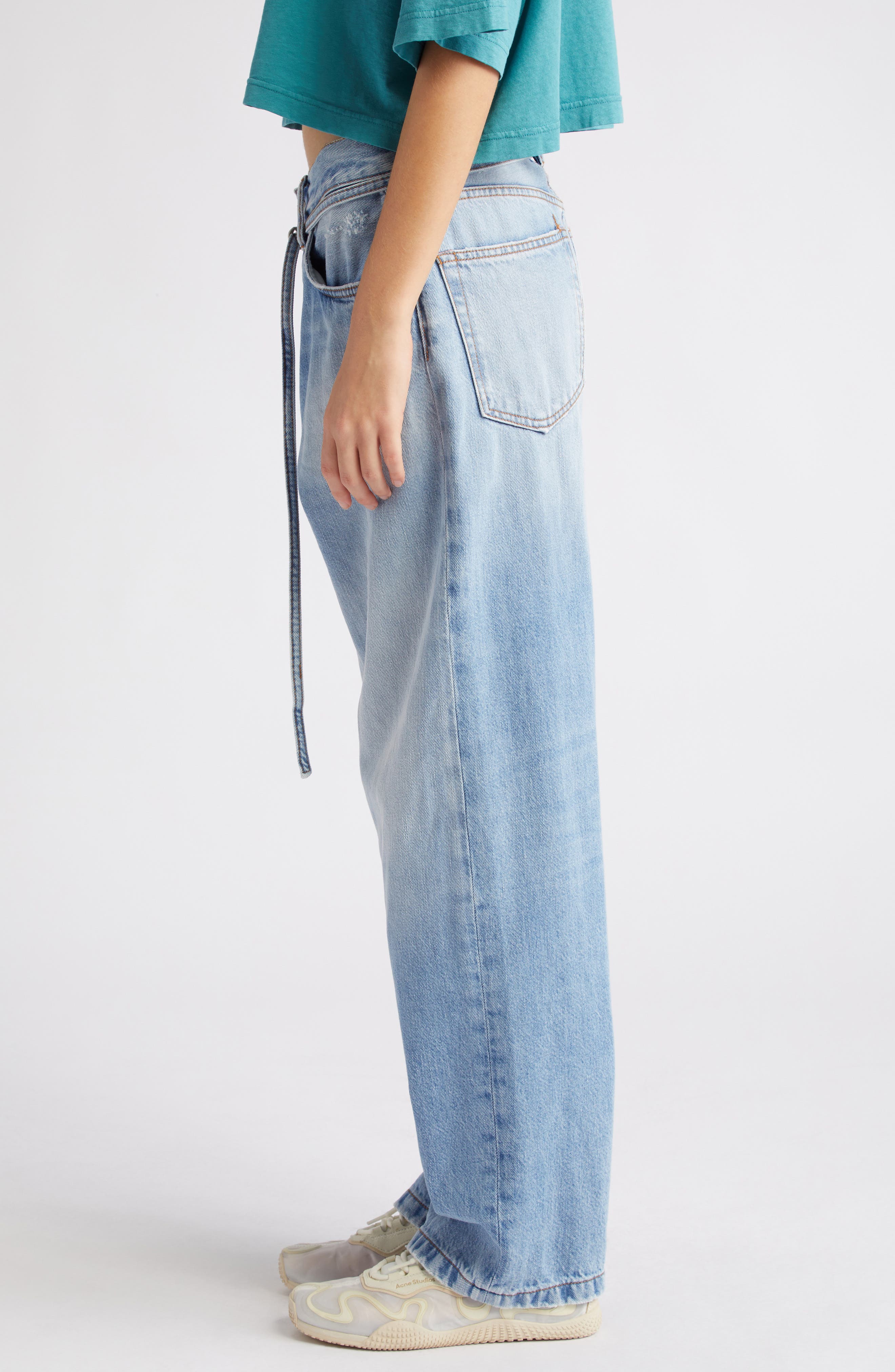 Acne Studios 1991 Toj Distressed High Waist Loose Fit Jeans in 