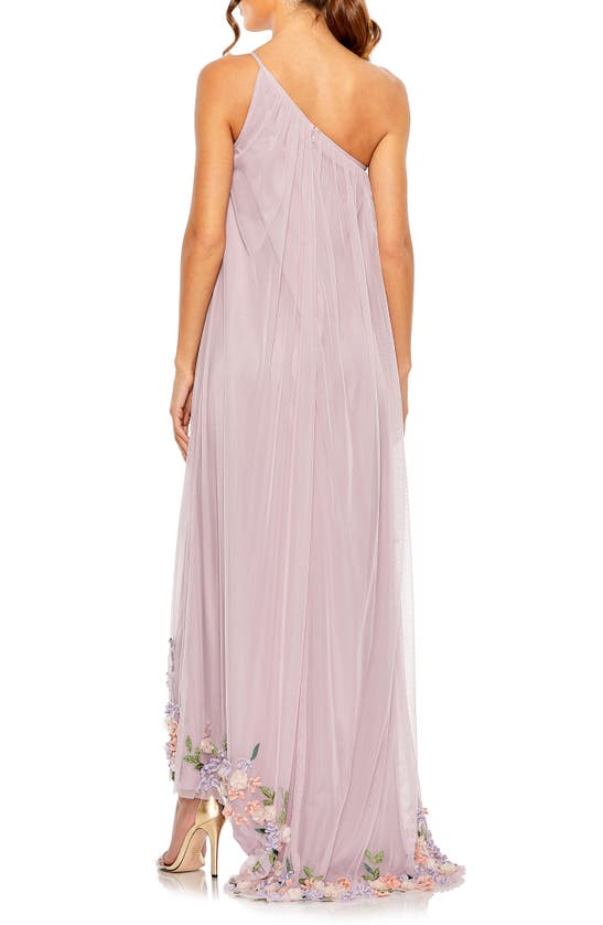 Shop Mac Duggal Embellished One Shoulder Trapeze Gown In Orchid Multi