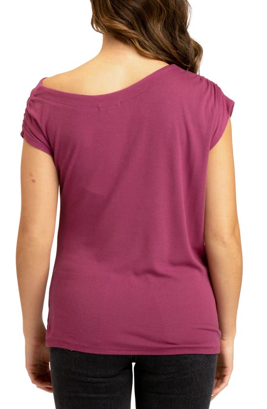 Shop Threads 4 Thought Leoni Feather Ribbed One Shoulder T-shirt In Nightshade