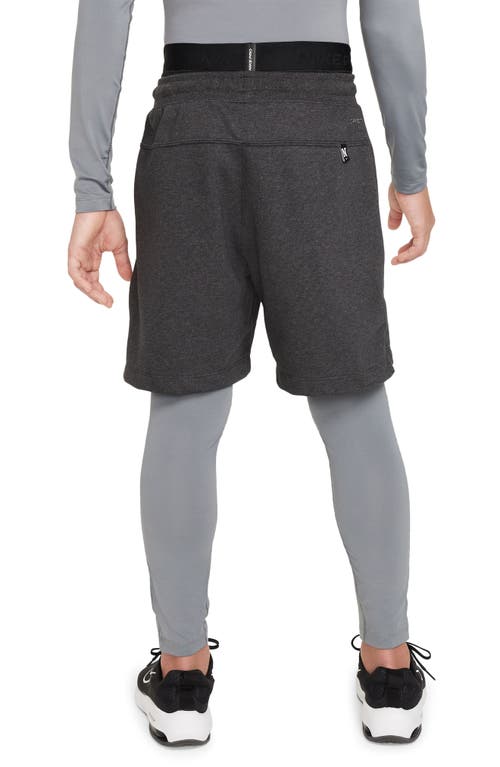 Nike Big Boys Pro Dri-fit Stretch Performance Leggings In Smoke Grey/smoke Grey/black