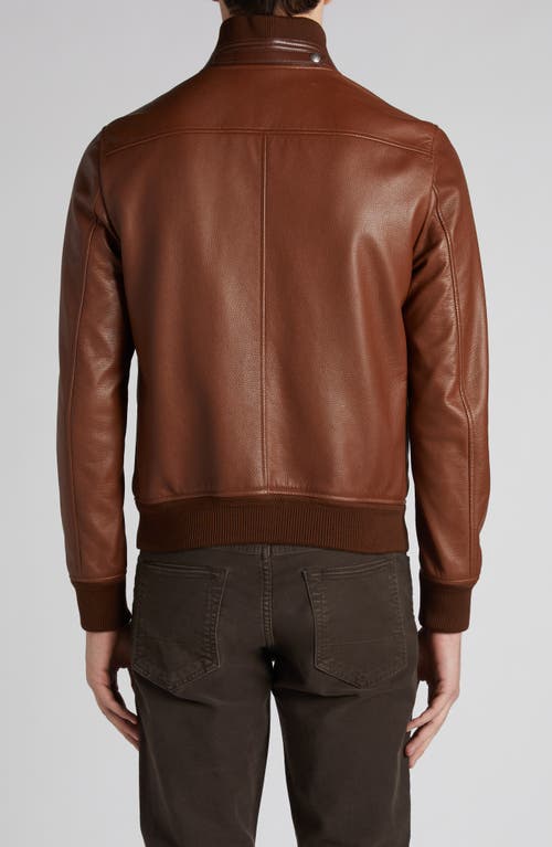 Shop Tom Ford Tumbled Leather Track Bomber Jacket In Kb292 Tan