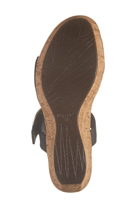 Naot Breezy Platform Wedge In Black Nubuck/ Black Leather