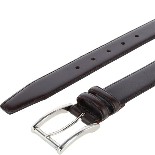 Shop Trafalgar Lorenzo 32mm Dropped Edge Leather Dress Belt In Dark Brown