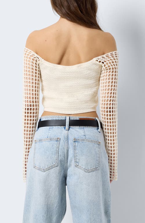 Shop Noisy May Nova Off The Shoulder Crop Sweater In Eggnog