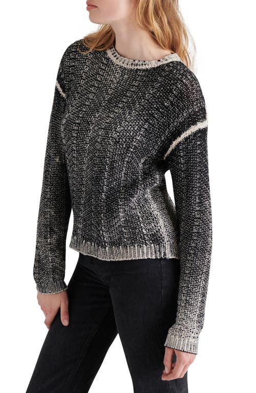 Shop Steve Madden Renzo Marled Cotton Crewneck Sweater In Black