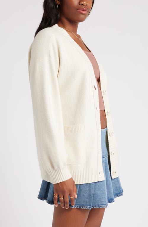 Shop Bp. Oversize Front Pocket Cotton Blend Cardigan In Ivory Dove