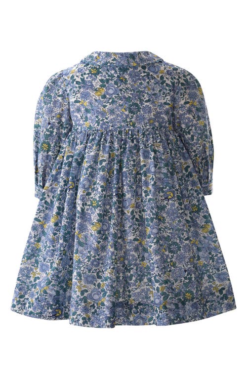 Shop Rachel Riley Floral Smocked Long Sleeve Cotton Dress & Bloomers In Blue