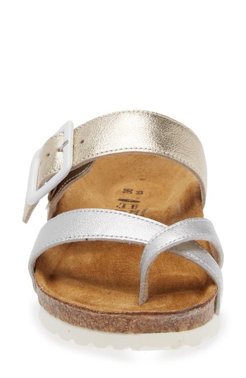 Naot Fresno Slide Sandal In Silver/gold Leather