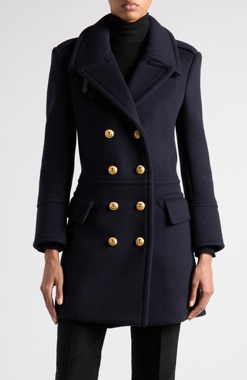 Shop Tom Ford Virgin Wool Felt Peacoat In Hb997 Dark Indigo