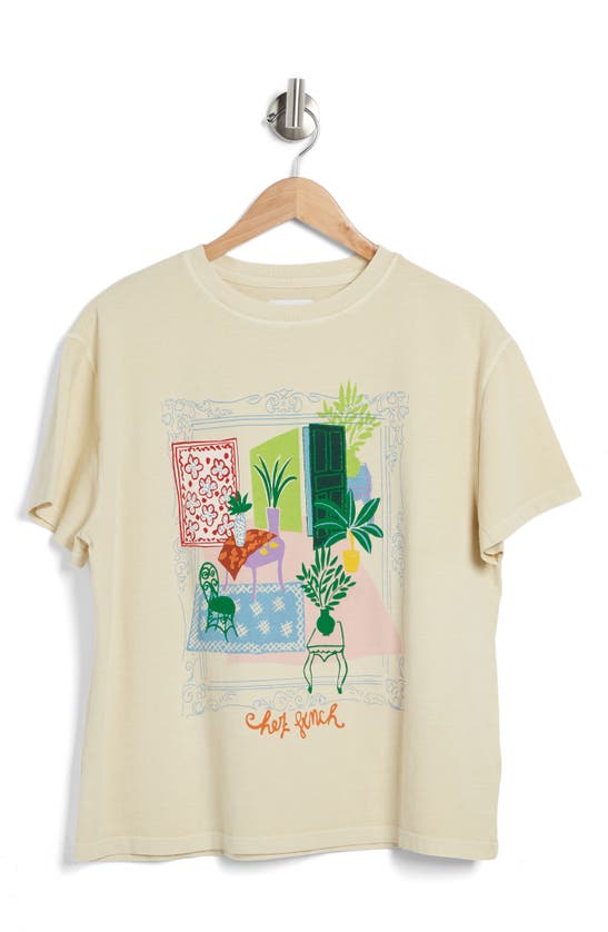 Frnch Chez French Cotton Graphic T-shirt In Creme