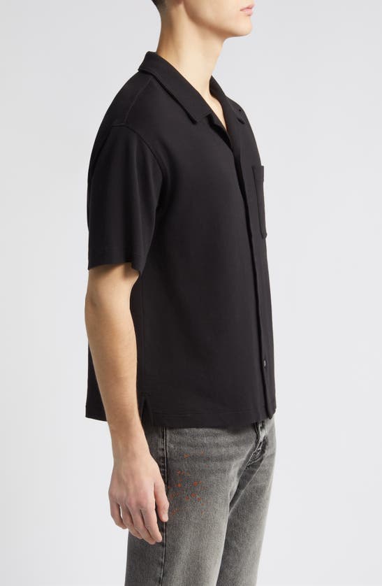 Shop Frame Duo Fold Relaxed Short Sleeve Button-up Shirt In Black