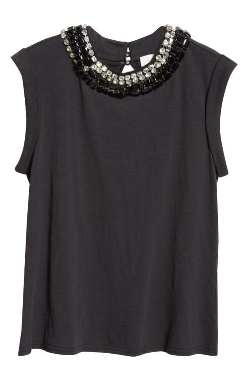 Cinq À Sept Bella Rhinestone Embellished Knit Top In Black/clear