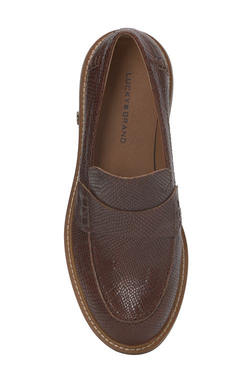 Shop Lucky Brand Salima Snakeskin Embossed Loafer In Reishi