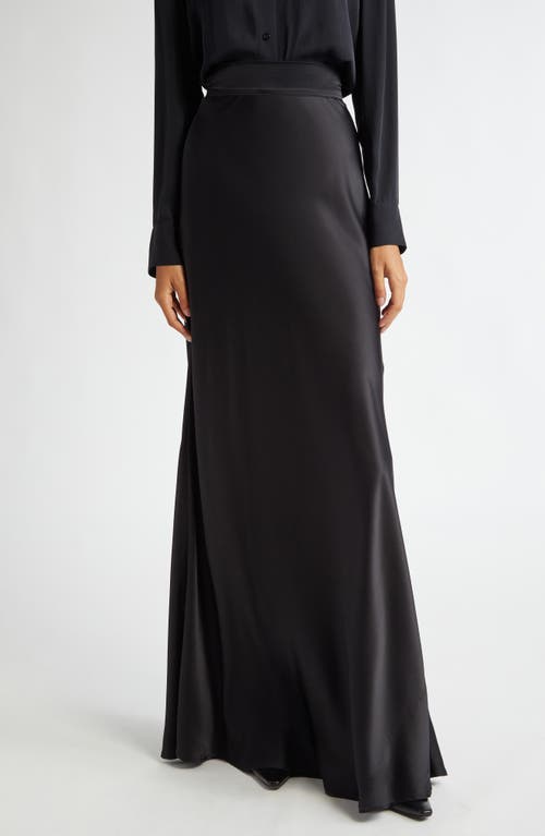 L'agence Ryker Waistband Silk Skirt In Black In Black