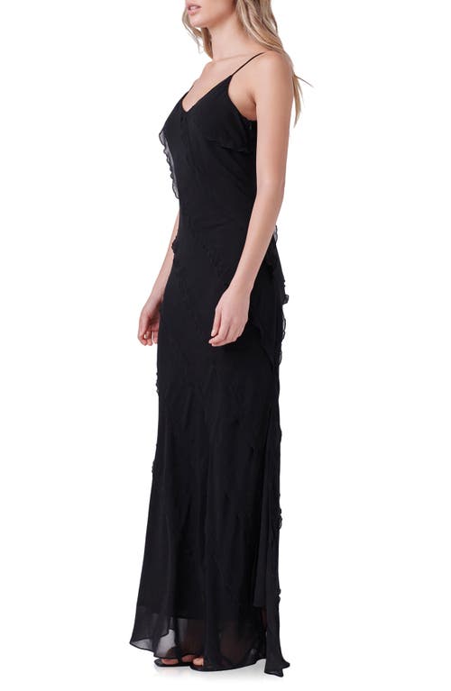 Shop Endless Rose Ruffle Maxi Slipdress In Black