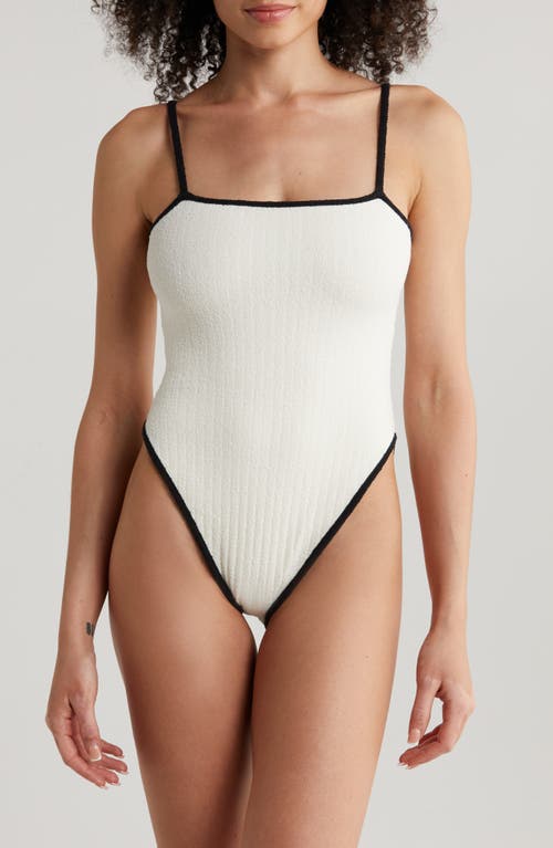 Jacelyn One-Piece Swimsuit in Cream Terry Rib Black Binded