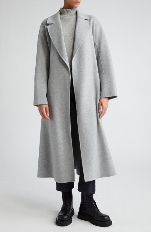 Max Mara Elisa Long Virgin Wool Wrap Coat Light Grey at Nordstrom,