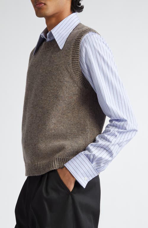 Shop Maison Margiela Marled Wool Sweater Vest In Beige