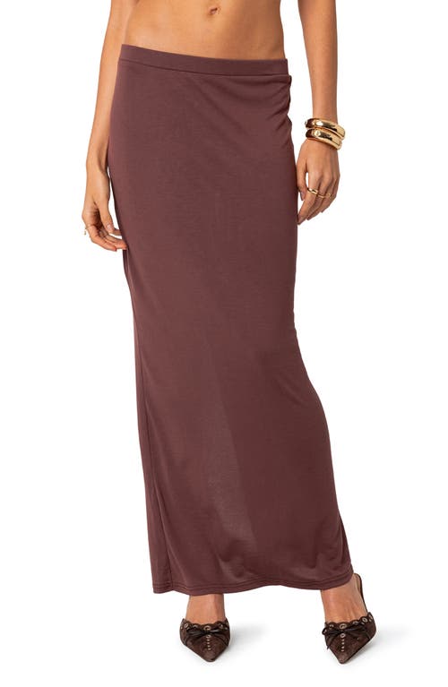 EDIKTED Kenzie Low Rise Knit Maxi Skirt Brown at Nordstrom,
