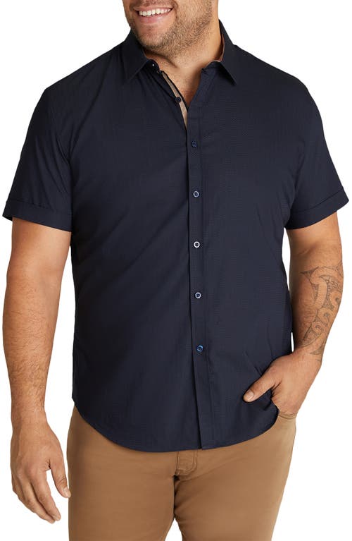 Emile Stretch Short Sleeve Button-Up Shirt in Navy