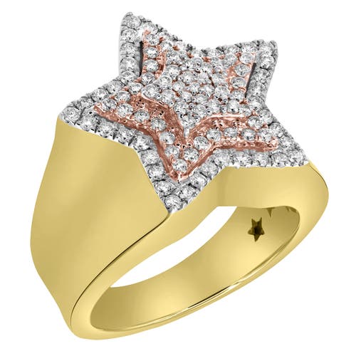 Luvmyjewelry Star Studded Bling 14k Yellow Gold Two Tone  Star Ring In 14k Yellow Gold