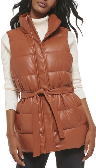 361™ Belted Faux Leather Puffer Vest