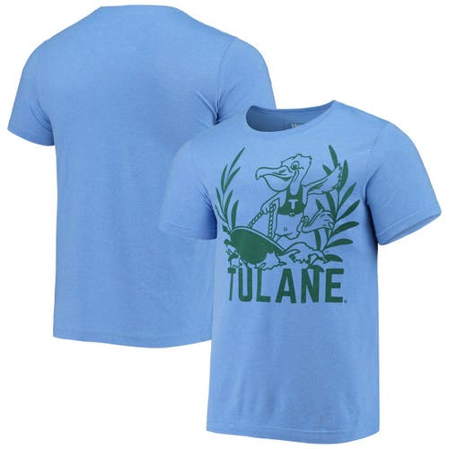 Men's Homefield Heathered Blue Tulane Green Wave Vintage Pelican T-Shirt