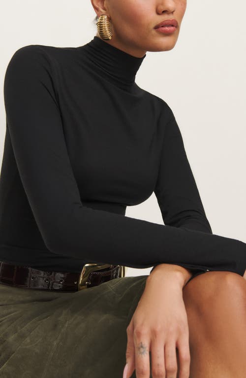 Shop Reformation Nell Turtleneck Jersey Top In Black