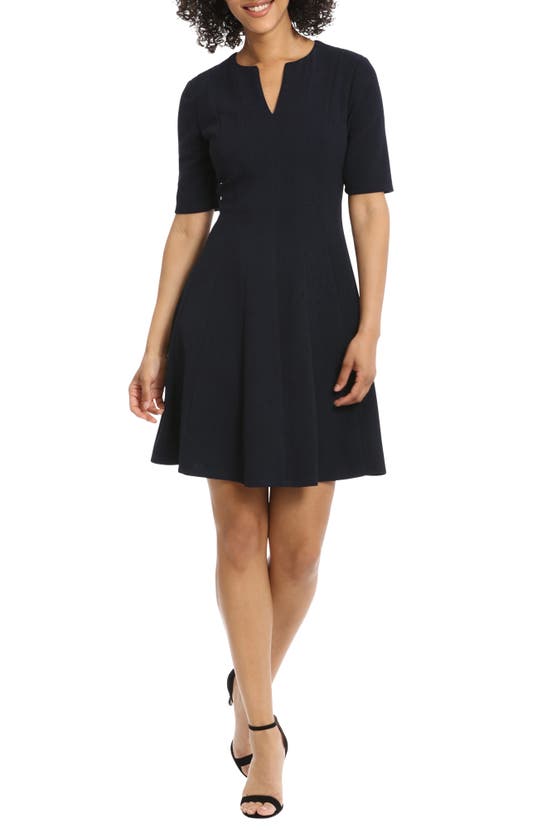 Maggy London Short Sleeve Fit & Flare Dress In Black