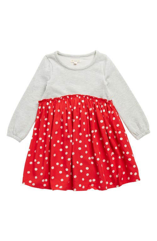 Tucker + Tate Kids' Red Print Fleece Dress in Grey Light Heather- Red Dots