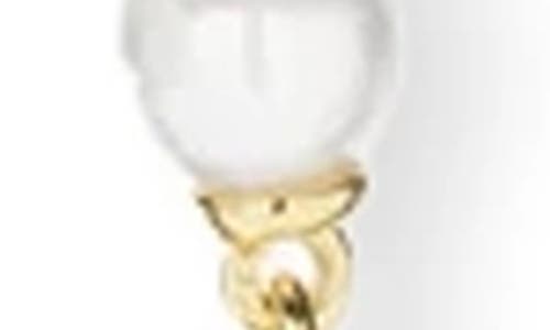 Shop Melinda Maria Imitation Pearl Linear Drop Earrings In White Pearl/gold