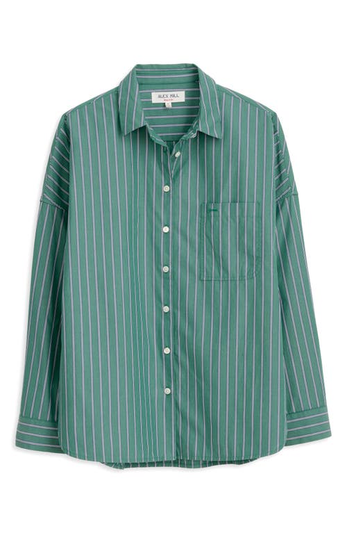 Shop Alex Mill Jo Stripe Cotton Button-up Shirt In Green Stripe