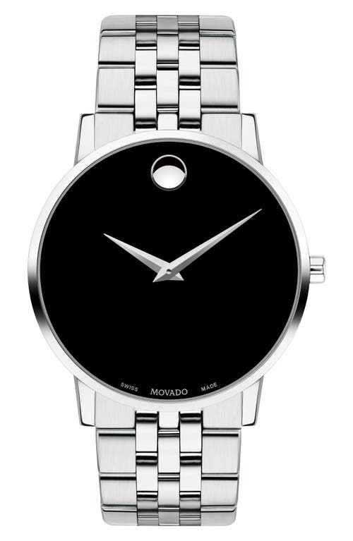 Movado Museum Classic Quartz Black Dial Mens Watch 0607533 In Silver/black/silver