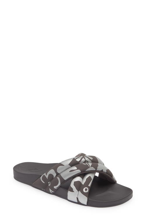 Olukai Hila Water Resistant Slide Sandal In Silver/pavement