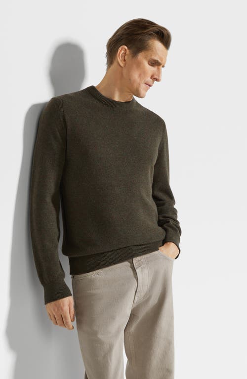 Shop Zegna Oasi Cashmere Crewneck Sweater In Fango