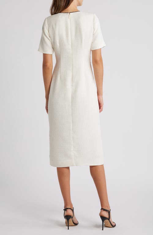 Zoe And Claire Pocket Tweed Midi Dress In Off White