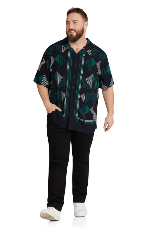 Shop Johnny Bigg Travis Relaxed Fit Geo Print Camp Shirt In Navy