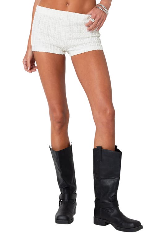 Edikted Phoebe Textured Knit Shorts In White