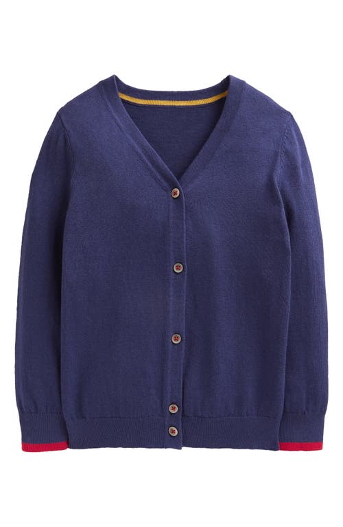 Mini Boden Kids' Cotton Button-Up Cardigan in College Navy