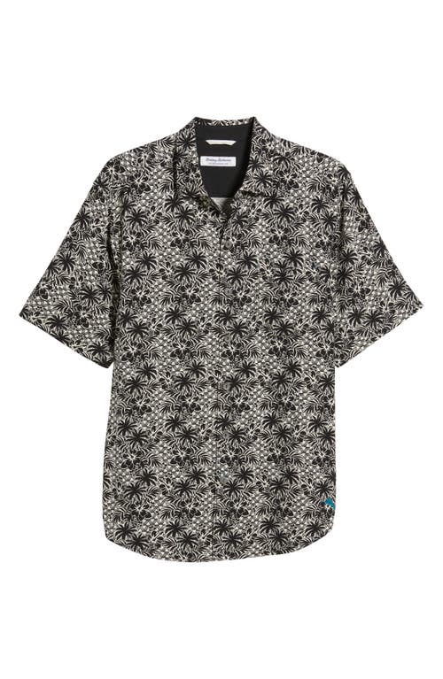 Shop Tommy Bahama Veracruz Cay Palm Cascade Short Sleeve Button-up Shirt In Black