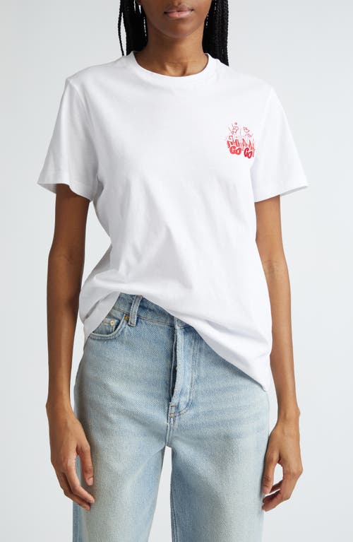 Ganni Go Embroidered Cotton Graphic T-Shirt Bright White at Nordstrom,