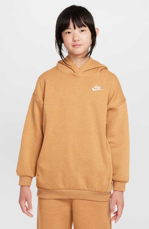 Nike Sportswear Club Fleece Big Kids' Oversized Pullover Hoodie In Flax/white