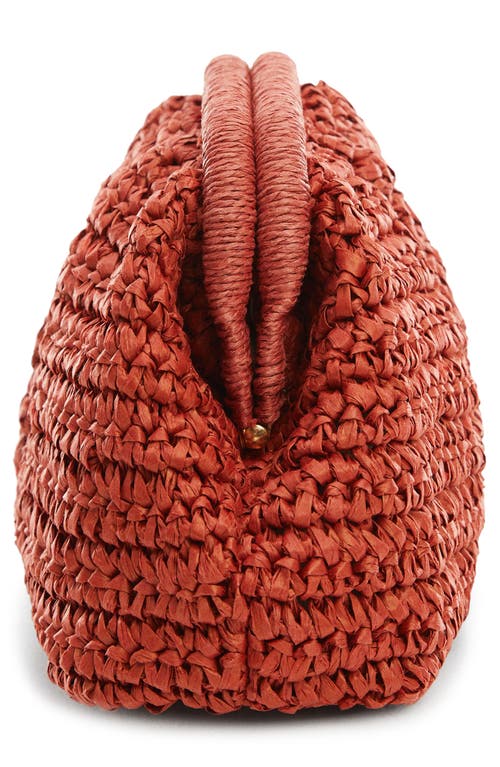 Shop Mango Amalfi Crochet Straw Clutch In Medium Orange