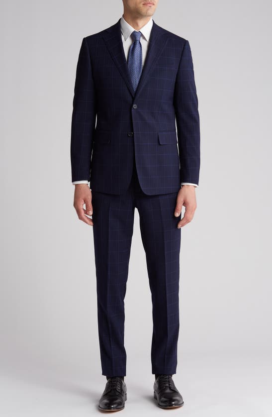 Shop English Laundry Plaid Trim Fit Notch Lapel Two-piece Suit In Blue