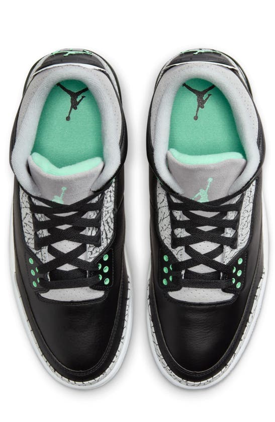 Shop Jordan Air  3 Retro Sneaker In Black/ Green Glow/ Wolf Grey