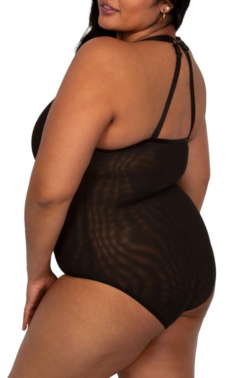 Shop Curvy Couture Sheer Mesh Bodysuit In Black Hue