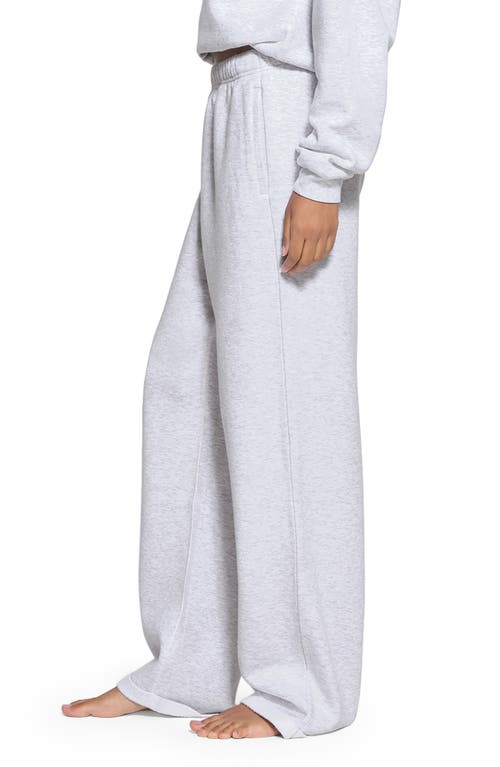 Shop Skims Cotton Blend Fleece Classic Straight Leg Pants In Light Heather Grey